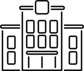 Poster - large multi storey building facade line icon representing a school, hospital or government office