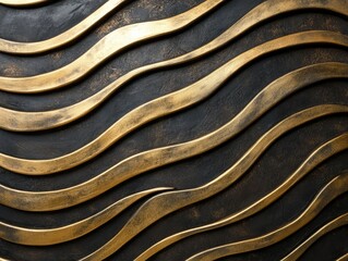 Poster - Sleek metallic accents and abstract geometric patterns on a luxurious black background showcasing an elegant and refined Art Deco revival style that is both modern and sophisticated
