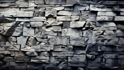 Wall Mural - Textured gray stone wall with unique patterns and shapes