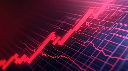 Poster - of a plummeting red line on a market screen depicting a rapid decline and economic downturn in the financial markets  The image represents the concept of market crash financial loss