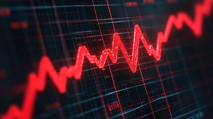 Poster - Detailed depicting a market screen with a rapidly declining red line symbolizing a market crash or rapid economic downturn  The graphic represents the financial risk economic uncertainty