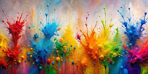 Abstract paint splashes in various colors on a canvas , background, paint, colorful, abstract, artistic, texture, creativity