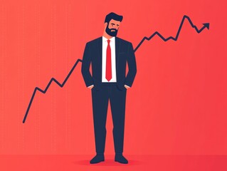Poster - of a distressed businessman with empty pockets and a declining chart symbolizing the impact of a market crash and financial losses