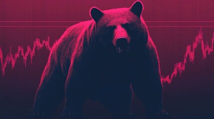 Poster - Bearish Symbol Crushing Market Chart in Digital Representing Financial Crisis Economic Recession and Downward Market Trends