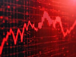 Poster - of a market graph turning red with warning signs depicting a market crash or financial crisis  The image shows declining trends bear market signals