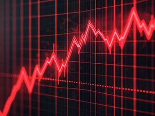 Poster - of a market graph or chart turning red with warning signs indicating a market crash or financial alarm  Concept of economic decline investment risk and negative market trends