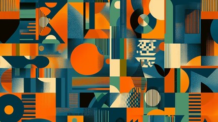 Wall Mural - Vibrant Abstract Geometric Composition Featuring Dynamic Shapes and Warm Colors