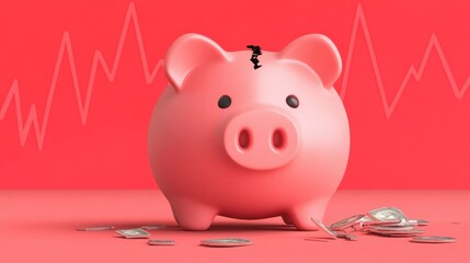 Poster - depicting a shattered piggy bank with a crashing chart symbolizing the severe impact of a market crash economic downturn and the devastating loss of personal savings and investments