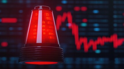 Poster - Alarming emergency siren symbol overlaying a plummeting market chart signaling a financial crisis and economic downturn  depicting the turbulent state of the economy and investment markets
