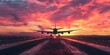 Sunset Grandeur: A Plane's Majestic Descent at Dusk, Embracing the Awe-Inspiring Beauty of Nature's Canvas in the Skies.