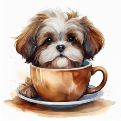 Wall Mural - Cute Puppy in Coffee Cup