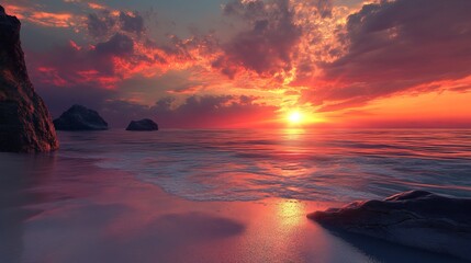 Wall Mural - Amazing sunrise on the beach