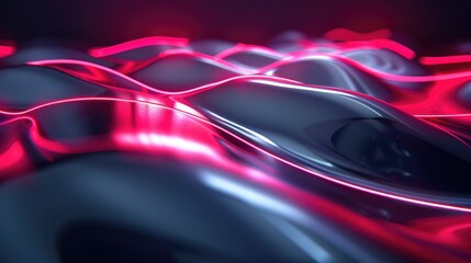 Wall Mural - Curved neon layers overlapping in a surreal manner