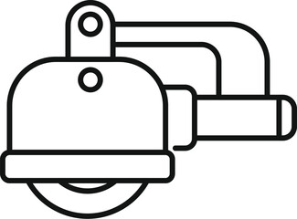 Poster - minimalist line art icon of a circular saw, a woodworking tool used for cutting