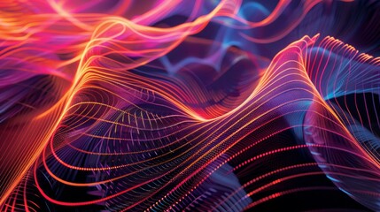 Wall Mural - abstract neon waves of digital energy