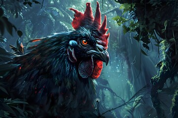 Sticker - Rooster in the Jungle.