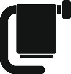 Poster - black silhouette of a wall mounted toilet paper holder with a roll of toilet paper