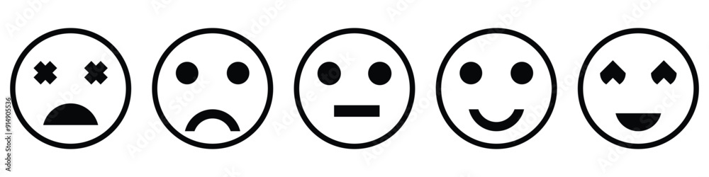 Feedback emoticons emojis. Smiley icon set , happy, neutral, sad, emoji ...