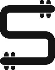 Poster - black plumbing pipe forming an s shape, plumbing and bathroom fixture concept