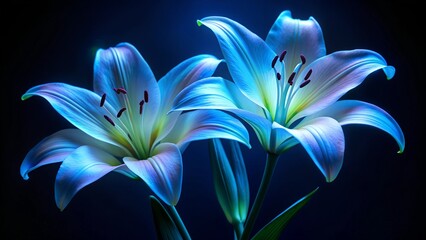 White Lilium Flowers in UV Light