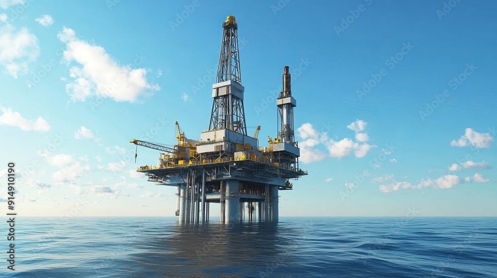 Offshore drilling rig situated in the sea Oil platform for gas and ...
