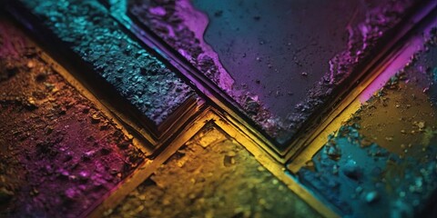 Poster - A colorful image of a wall with a pattern of squares and triangles