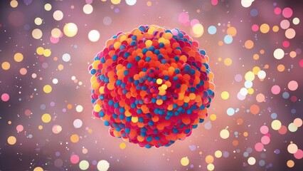 Poster - Vibrant soft bokeh particles on a light backdrop Abstract design with a cluster of luminous small circles