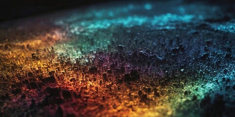 Aufkleber - A colorful cityscape with buildings of different colors and sizes