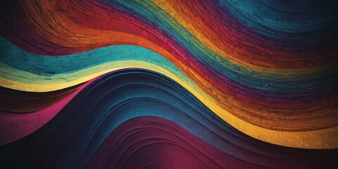 Wall Mural - A colorful, abstract painting with a wave-like pattern