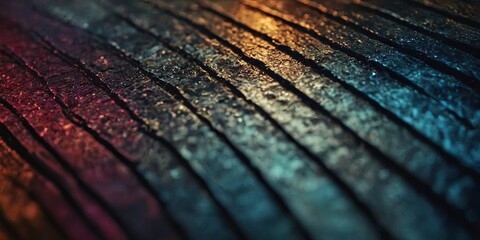 Poster - A photo of a dark, wet surface with a rainbow of colors