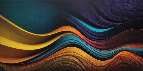 Poster - A colorful wave with yellow, orange, blue, and purple colors