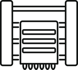 Poster - line drawing of industrial machinery operating with a conveyor belt system