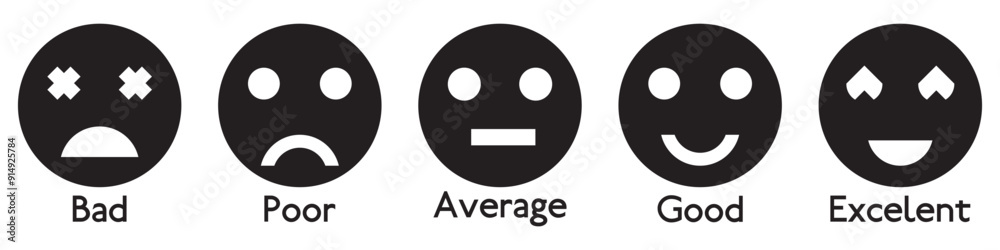 Feedback emoticons rating emojis. Smiley icon set , happy, neutral, sad ...