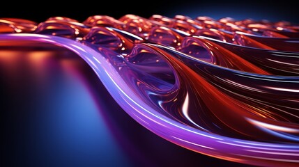 Wall Mural - Abstract fluid shapes in vibrant neon colors.