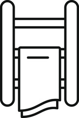 Poster - clean line icon of a heated towel rail drying a wet towel