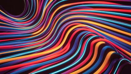 Poster - Vibrant Curved Wavy Lines  Abstract Technology Background