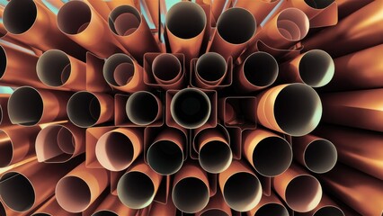 Poster - Metallic Profiles  Versatile Metal Products Rolled Metal Concept 3D Illustration