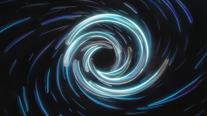 Poster - Dynamic abstract background featuring a vibrant neonglow spiral vortex Colorful white swirl contrasts against a dark backdrop creating a mysterious and imaginative design
