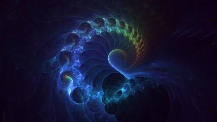 Wall Mural - 3D manual rendering abstract colorful fractal light background. Its not AI Generatd illustration.
