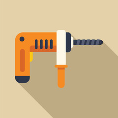 Poster - Illustration of an orange power drill making a hole, perfect for construction or diy projects