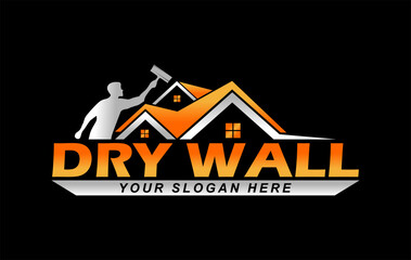 drywall repair logo modern design template on black background