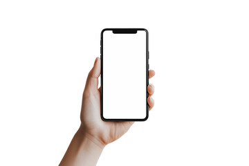 person hand holding smartphone, phone screen mockup