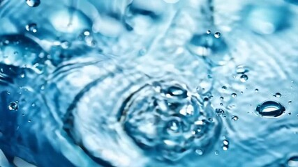 Leinwandbilder - Clean water drops and fresh blue water ripple design Environmental conservation and ecology concept