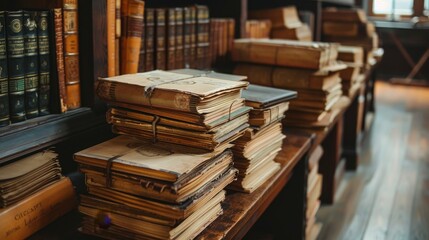 Fototapete - Describe the process of digitizing historical documents in a modern document archive. Write about scanning techniques, metadata creation, and how digitization 