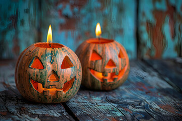 Enjoy the festive Halloween season with delightful JackoLanterns complemented by glowing candles