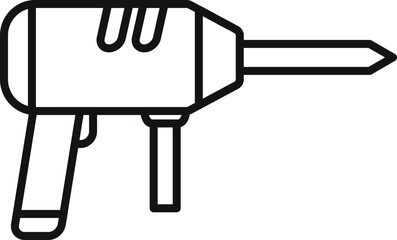 Poster - black outline icon of a hammer drill showing building and repair concept