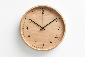 wooden wall clock on a white background