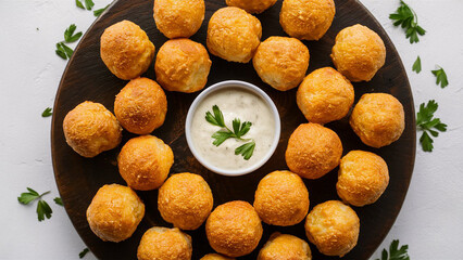 Wall Mural - Mac and cheese balls with dipping sauce