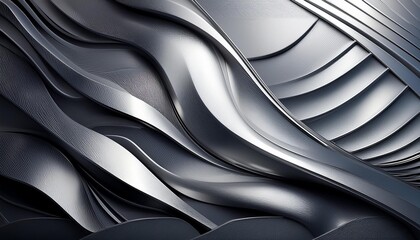Poster - Abstract metallic waves with intricate textures and patterns, creating a dynamic visual experience of light and shadow
