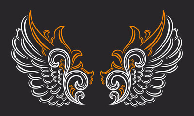 Wall Mural - Vector angel wings with ornament